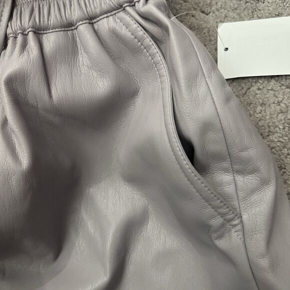 Good American Paperbag Leather Shorts Size 0 Purple Drawstring Waist Classy Chic - Picture 6 of 9